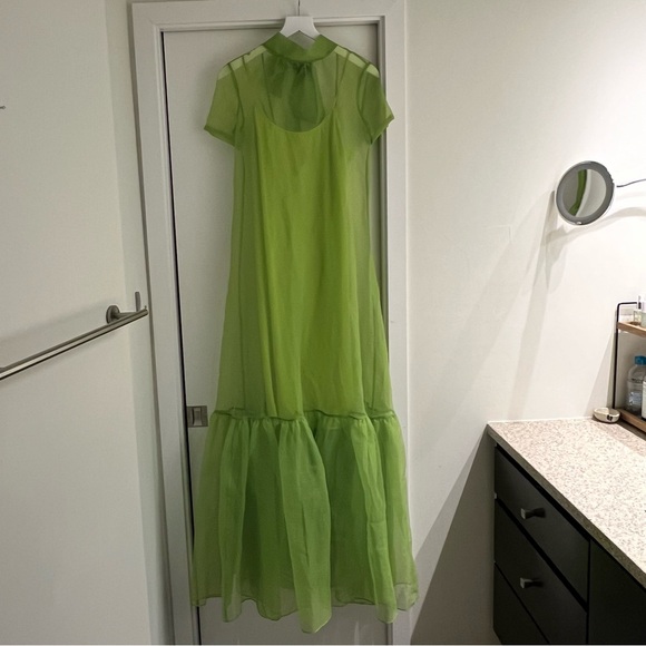 STAUD Calluna Ruffle Dress kiwi XS NWT - Picture 3 of 10